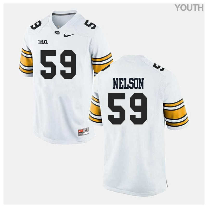 Youth Iowa Hawkeyes NCAA #59 Nathan Nelson White Authentic Nike Alumni Stitched College Football Jersey GJ34Z55RC